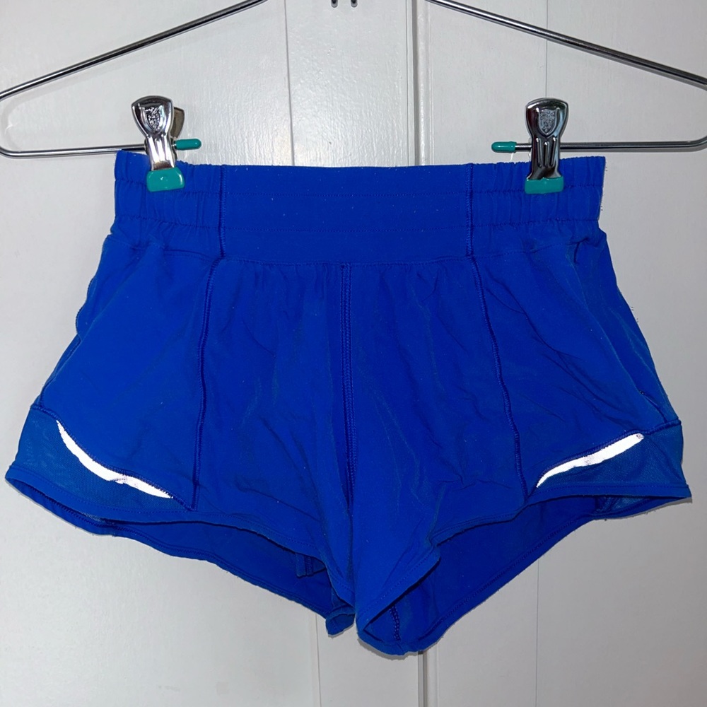 royal blue lululemon “hotty hot” shorts, size 2